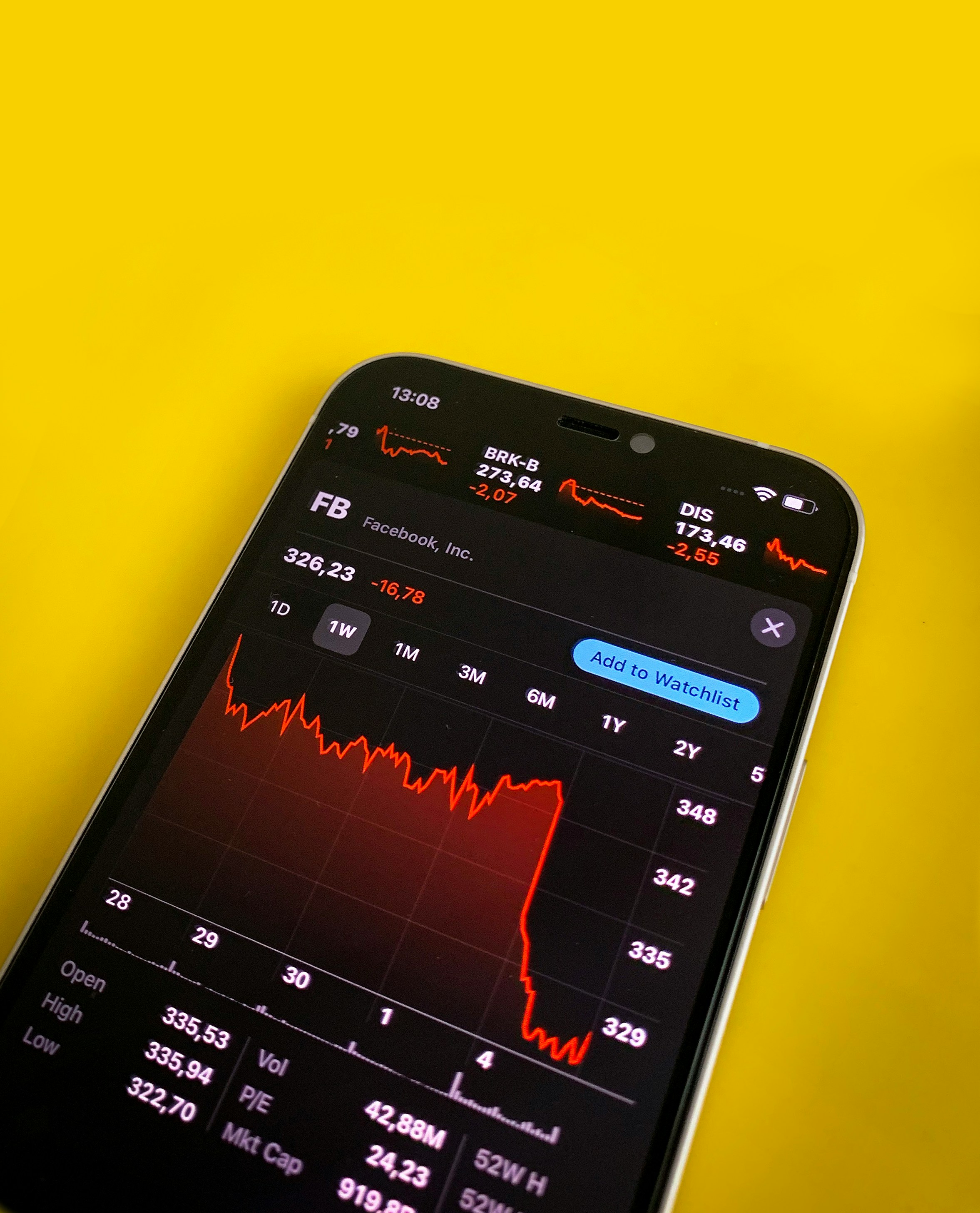 Mobile phone showing IPO tracking app